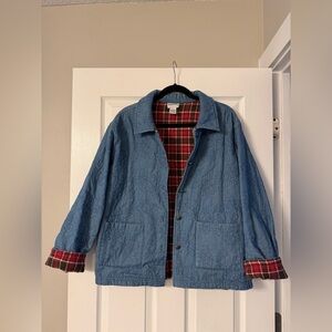 Vintage BonWorth Blue and Red Patterned Plaid Jacket with Buttons Size XL Petite